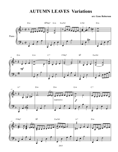 Autumn Leaves Variations Sheet Music