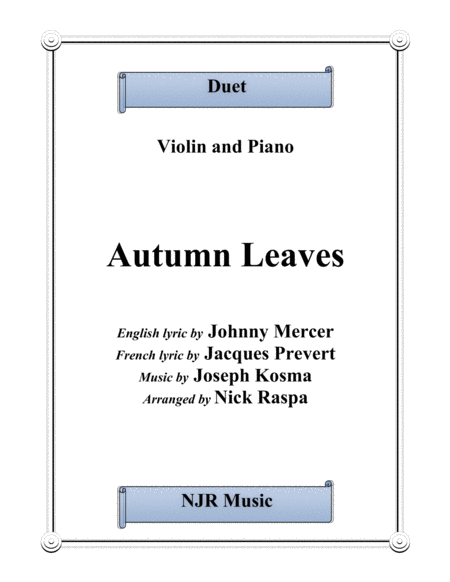 Autumn Leaves Violin Piano Advanced Sheet Music