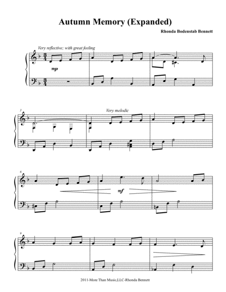 Autumn Memory Sheet Music