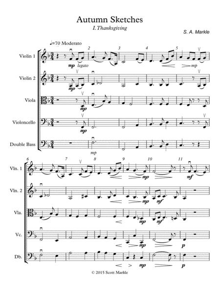 Free Sheet Music Autumn Sketches For String Quintet Or String Orchestra