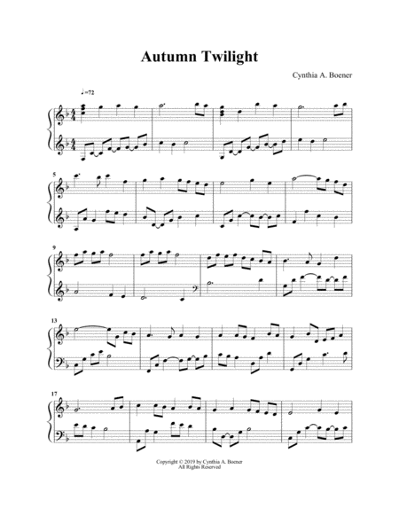 Free Sheet Music Autumn Twilight