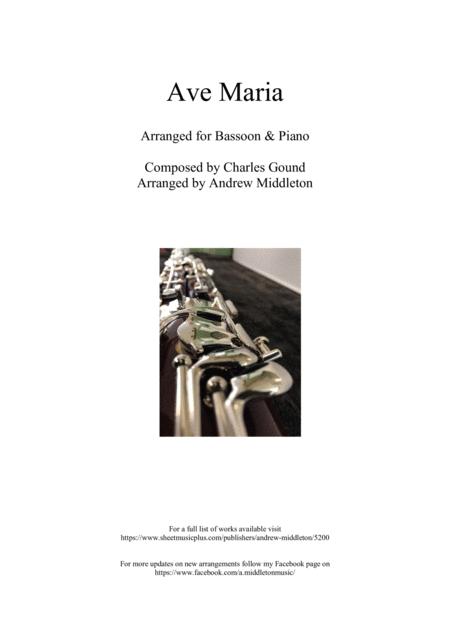 Ave Maria Arranged For Bassoon And Piano Sheet Music