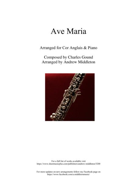 Ave Maria Arranged For Cor Anglais Piano Sheet Music