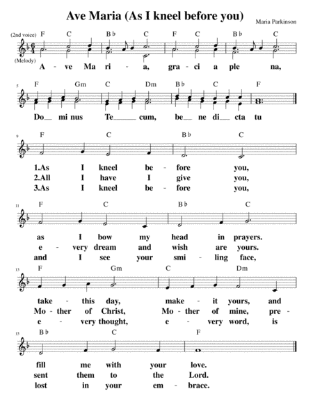 Free Sheet Music Ave Maria As I Kneel Before You