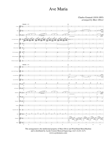 Ave Maria Bach Gounod For Concert Band Band Set With Full Score And Parts Sheet Music