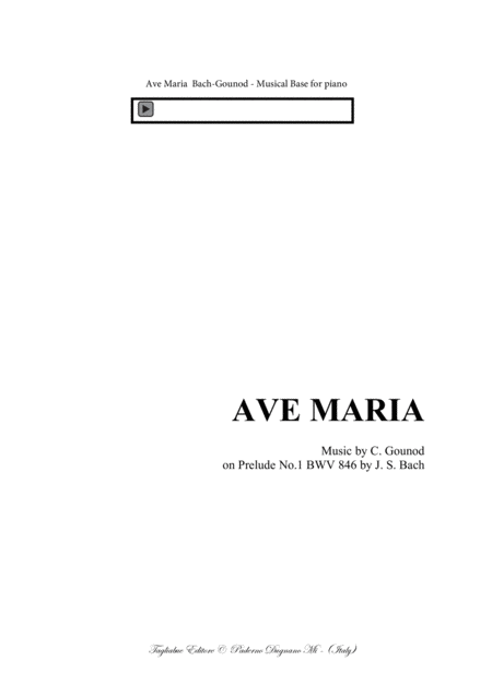 Ave Maria Bach Gounod For Soprano Or Tenor Or Any Instrument In C And Piano In G With Musical Base For Piano Mp3 Embedded In Pdf File Sheet Music