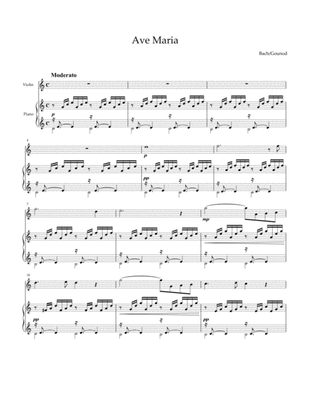 Free Sheet Music Ave Maria Bach Gounod For Violin And Piano