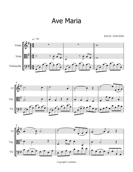 Ave Maria Bach Gounod Trio Sheet Music