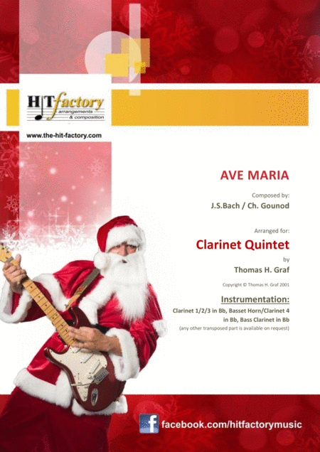 Ave Maria Bach Gounot Clarinet Quintet Sheet Music