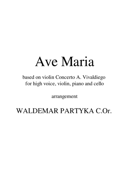 Free Sheet Music Ave Maria Based On Violin Concerto A Vivaldiego