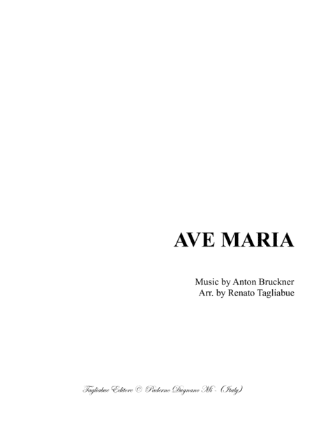 Ave Maria Bruckner For Satb Choir And Organ Sheet Music