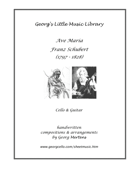 Free Sheet Music Ave Maria By Franz Schubert Arr For Cello Guitar