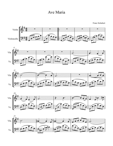 Free Sheet Music Ave Maria By Franz Schubert
