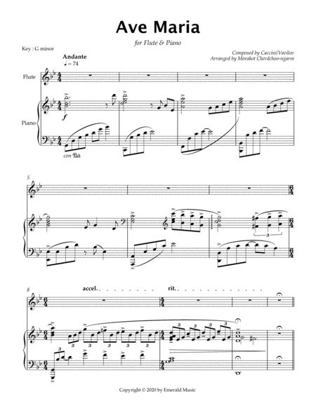 Free Sheet Music Ave Maria Caccini For Flute Piano