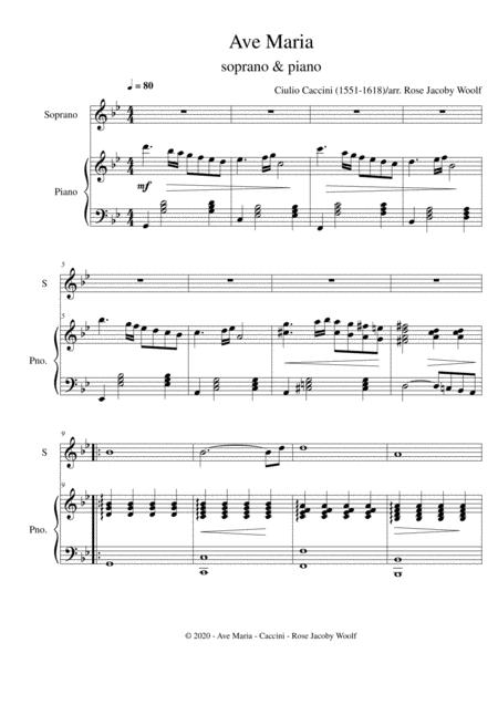 Ave Maria Caccini Soprano Piano Sheet Music