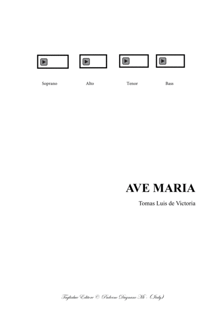 Ave Maria De Victoria Pdf File With Embedded Mp3 Files Of The Individual Parts Sheet Music