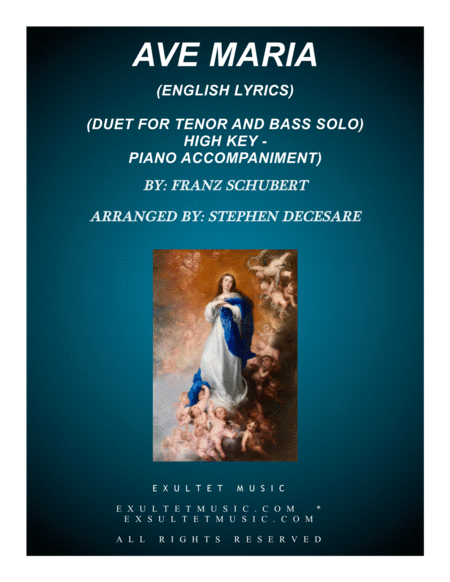 Free Sheet Music Ave Maria Duet For Tenor And Bass Solo English Lyrics High Key Piano Accompaniment