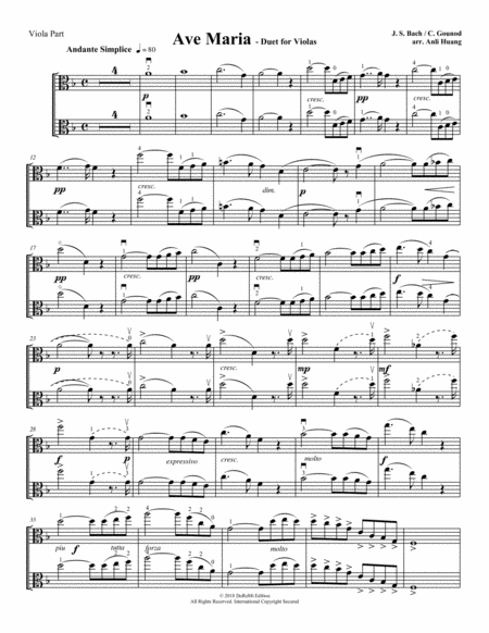 Free Sheet Music Ave Maria Duet For Violas