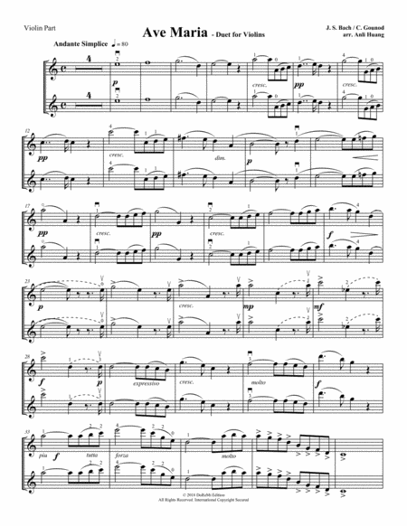 Ave Maria Duet For Violins Sheet Music