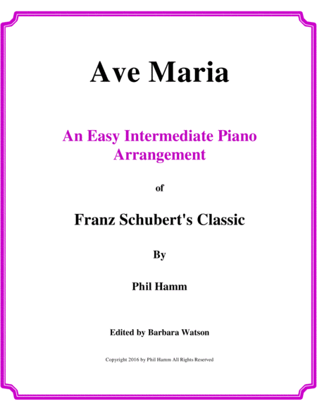 Ave Maria Easy Intermediate Sheet Music