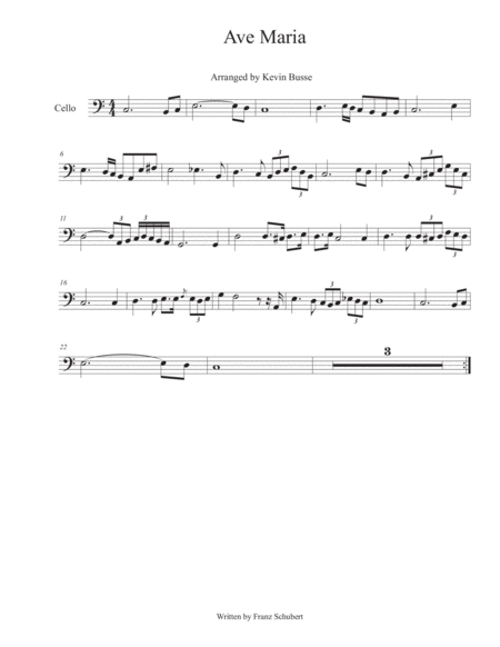 Ave Maria Easy Key Of C Cello Sheet Music