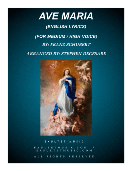 Free Sheet Music Ave Maria English Lyrics Medium High Key