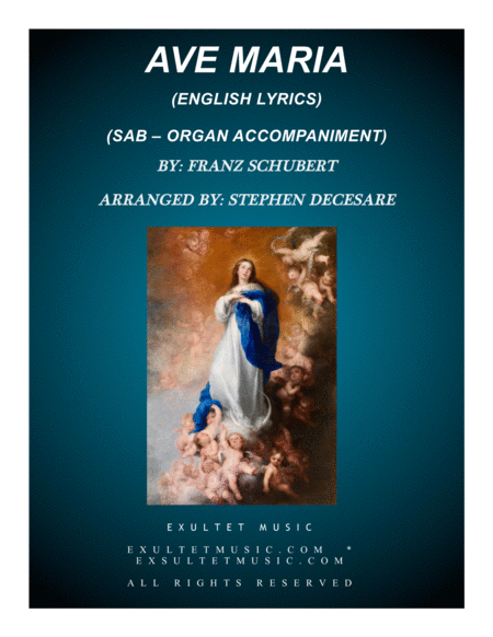 Ave Maria English Lyrics Medium Key Organ Accompaniment Sheet Music