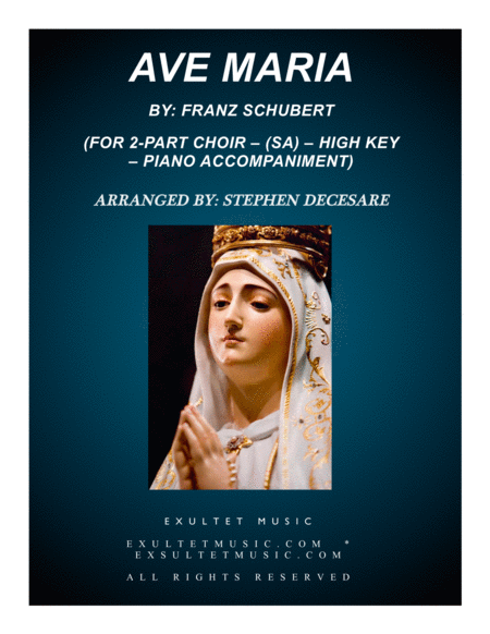 Free Sheet Music Ave Maria For 2 Part Choir Sa High Key Piano Accompaniment