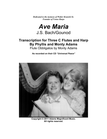 Free Sheet Music Ave Maria For 3 Flutes And Harp