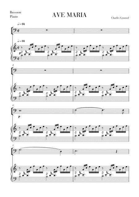 Free Sheet Music Ave Maria For Bassoon