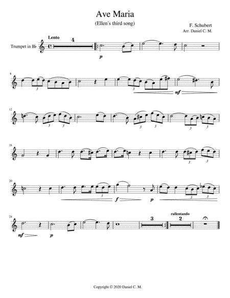 Ave Maria For Bb Trumpet And Piano Simplified Sheet Music