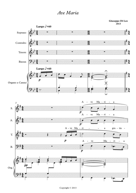 Ave Maria For Satb Choir And Organ Sheet Music