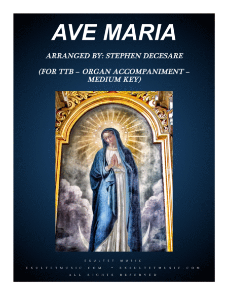 Free Sheet Music Ave Maria For Ttb Organ Accompaniment Medium Key