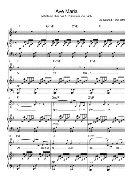 Free Sheet Music Ave Maria Gounod Piano And Voice