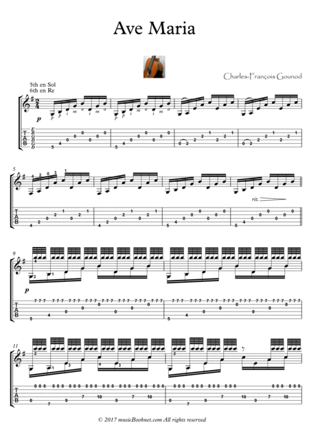 Ave Maria Guitar Solo Advanced Sheet Music