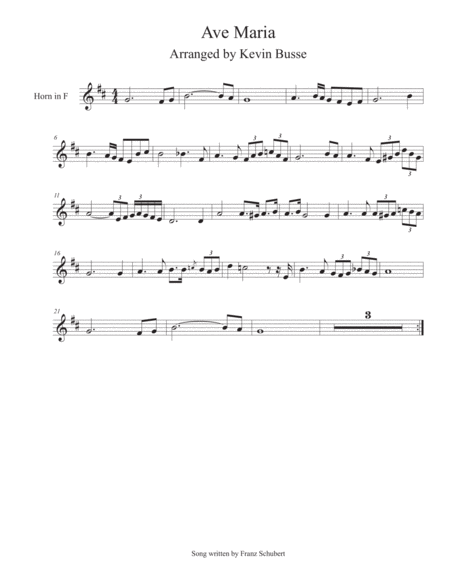 Free Sheet Music Ave Maria Horn In F