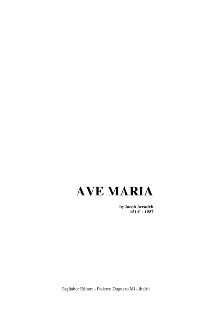 Free Sheet Music Ave Maria J Arcadelt For Organ