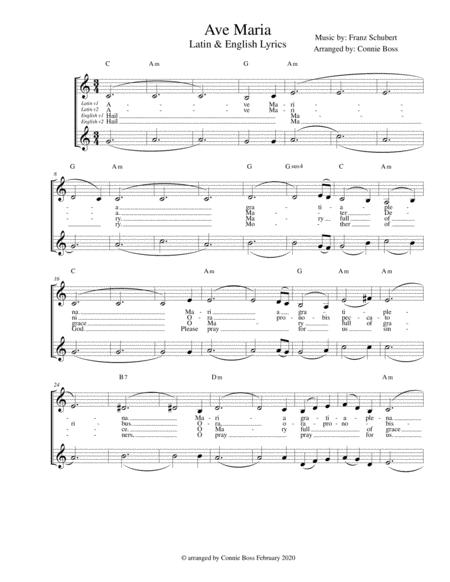 Ave Maria Latin And English Lyrics Included For Duet A Cappella Sheet Music