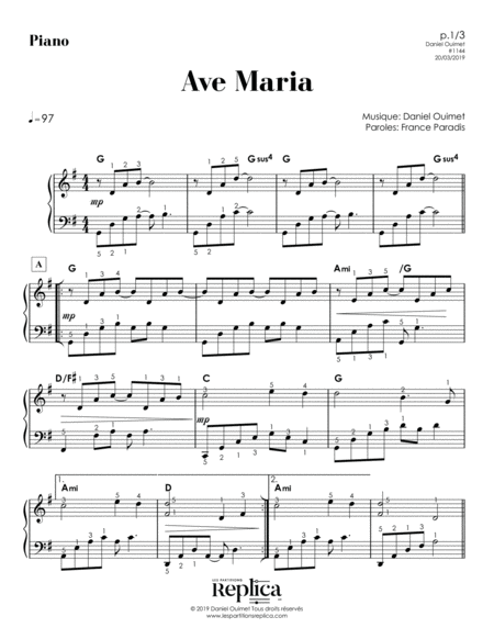 Free Sheet Music Ave Maria Piano Part