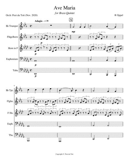 Ave Maria R Oppel Arr B Kutsch Brass Quintet Sheet Music