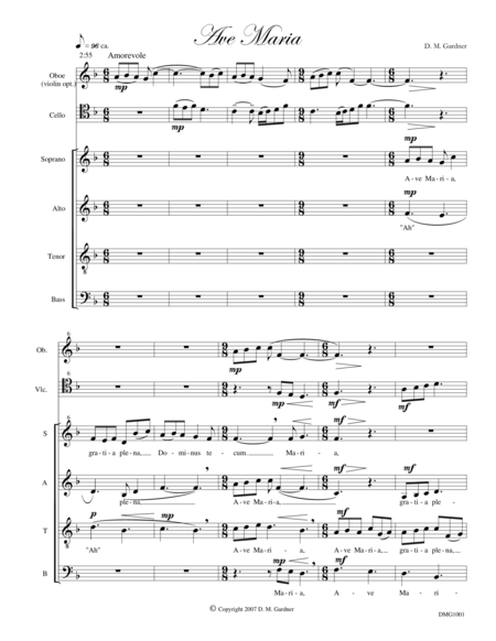 Free Sheet Music Ave Maria Satb Oboe Opt Violin And Cello