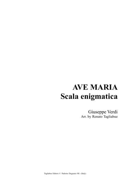 Ave Maria Scala Enigmatica G Verdi Arr For Brass Quartet Bb Tpt Hn Tbn Tuba Sheet Music