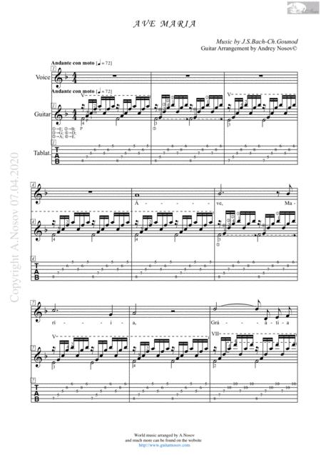 Free Sheet Music Ave Maria Sheet Music For Vocals And Guitar