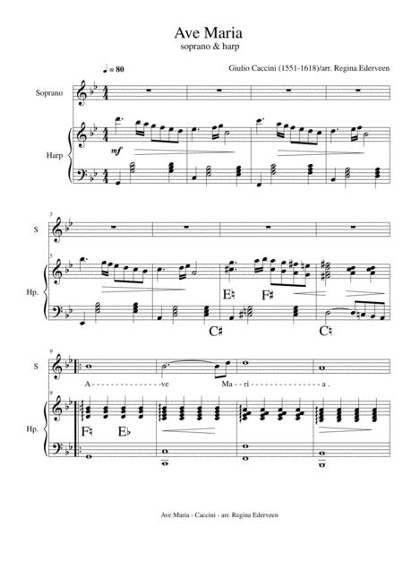 Free Sheet Music Ave Maria Soprano Harp