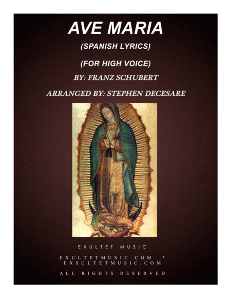 Ave Maria Spanish Lyrics High Voice Piano Accompaniment Sheet Music