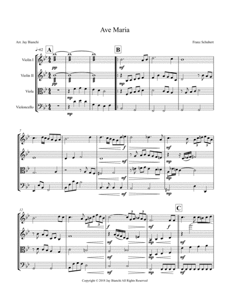 Ave Maria String Quartet Sheet Music