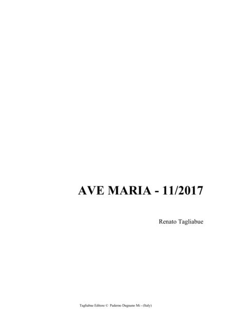 Free Sheet Music Ave Maria Tagliabue 11 2017 For Satb Choir