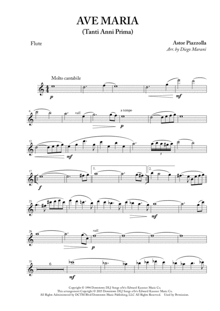 Free Sheet Music Ave Maria Tanti Anni Prima For Flute And Piano