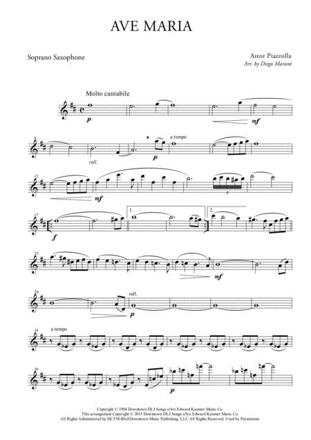 Ave Maria Tanti Anni Prima For Saxophone Quartet Sheet Music