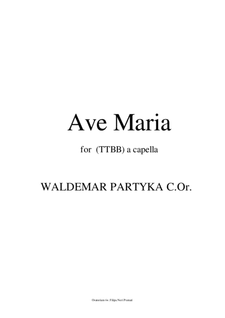 Ave Maria Ttbb A Capella Sheet Music